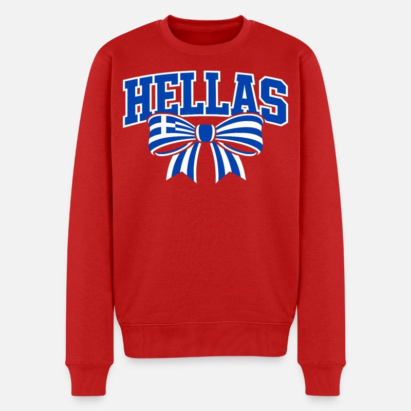 Hellas Schleife - Männer Premium Bio Pullover - Rot