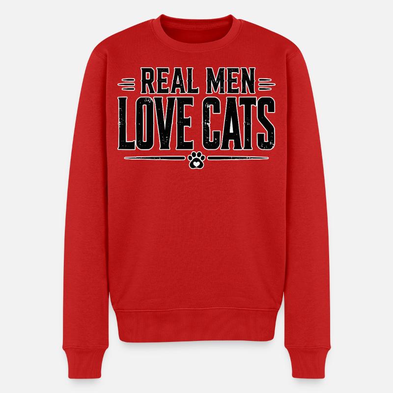 Echte Männer Lieben Katzen - Männer Premium Bio Pullover - Rot