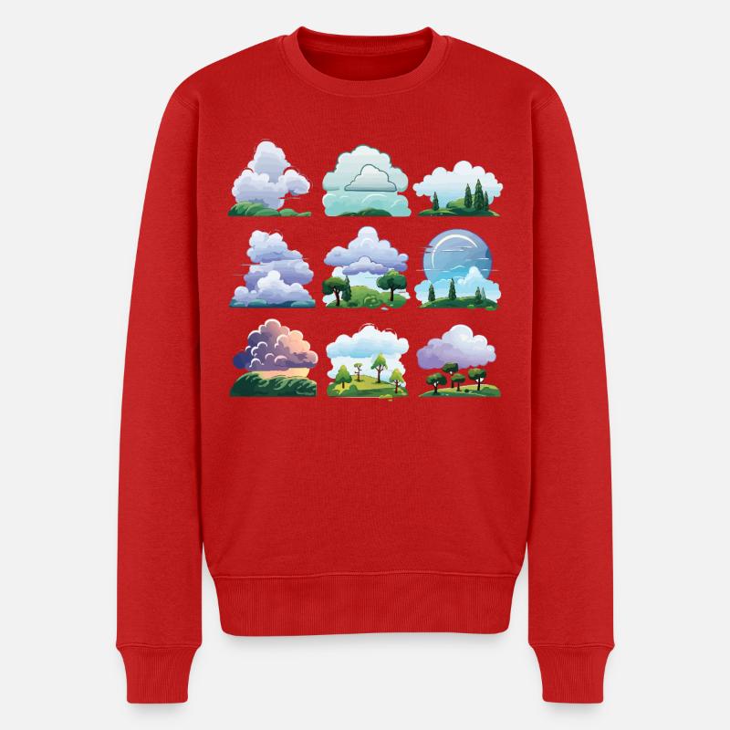 Dessin animé Cloudscapes - Pull Premium bio Homme - rouge