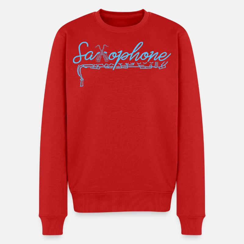 Saxophon-Wortkunst-Jazz-Skript - Männer Premium Bio Pullover - Rot
