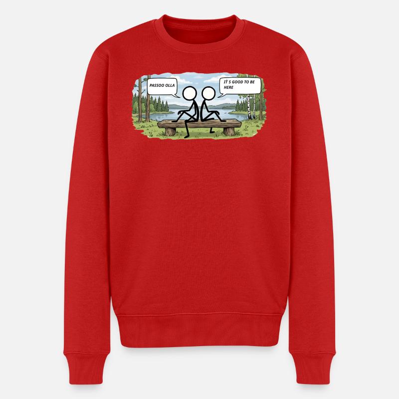 Savo Guys Duo 7 Lakescape Bankdiskussion - Männer Premium Bio Pullover - Rot