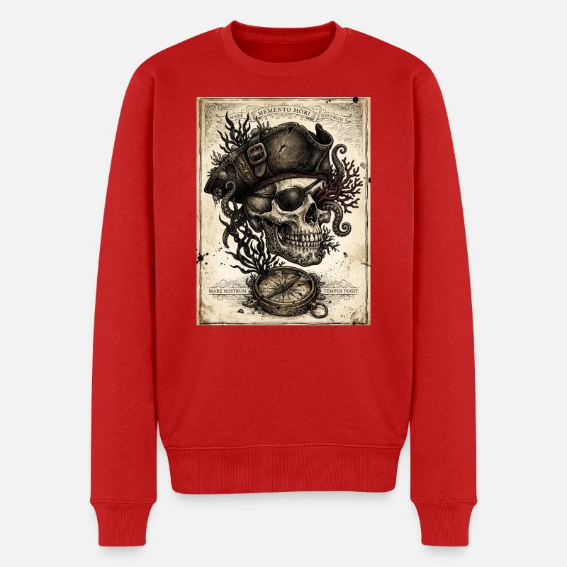 Crâne pirate et compas - Pull Premium bio Homme - rouge