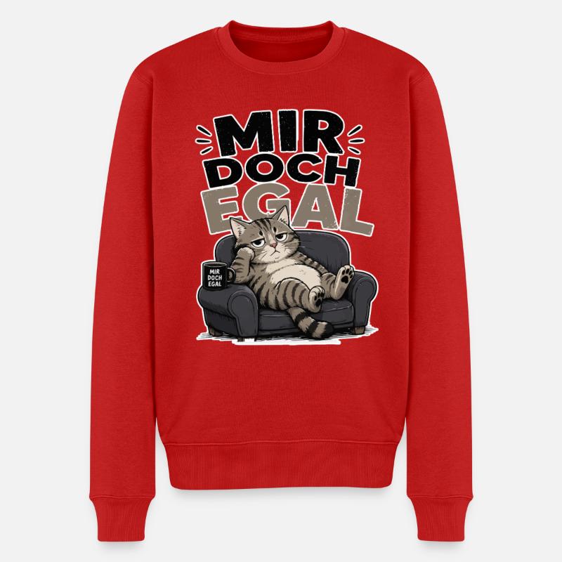 Mir doch egal Katze entspannt - Männer Premium Bio Pullover - Rot