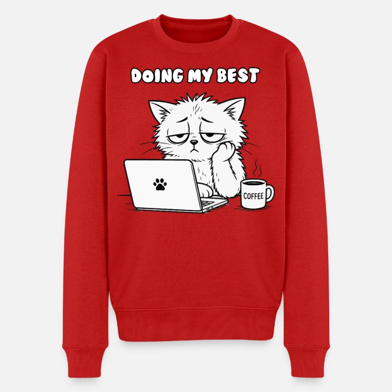 Katzige Büro Motivation - Männer Premium Bio Pullover - Rot