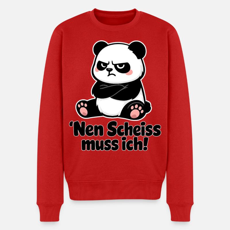 Nen Scheiss Muss Ich Panda Sarkastische - Männer Premium Bio Pullover - Rot