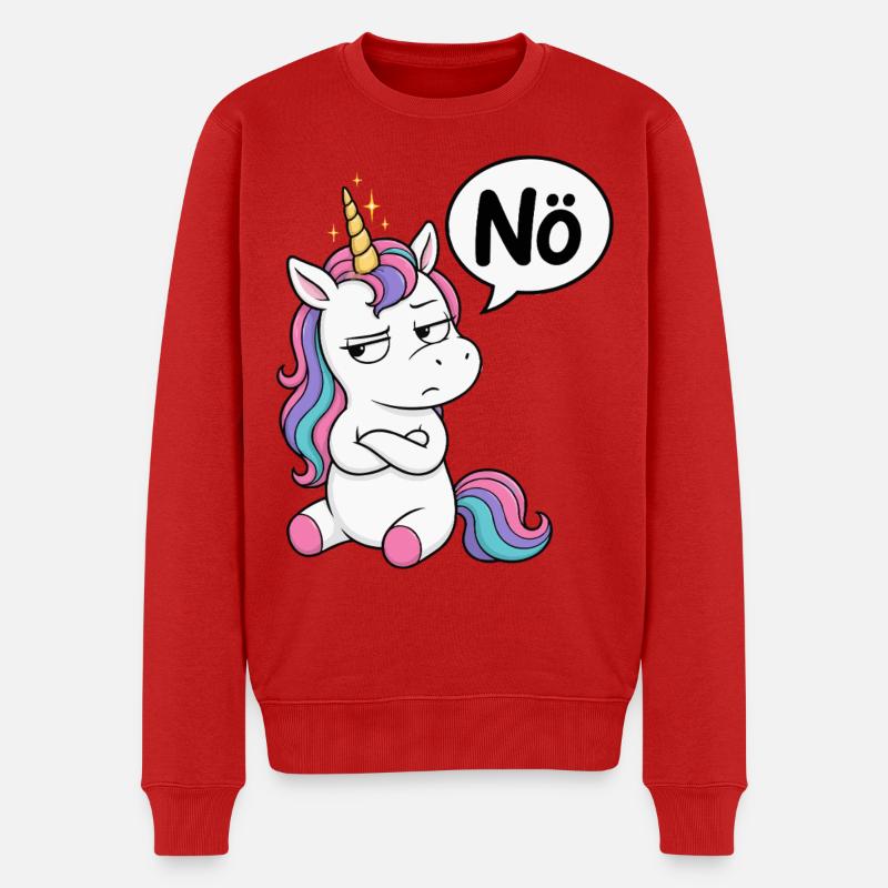 Genervtes Einhorn Nö - Männer Premium Bio Pullover - Rot