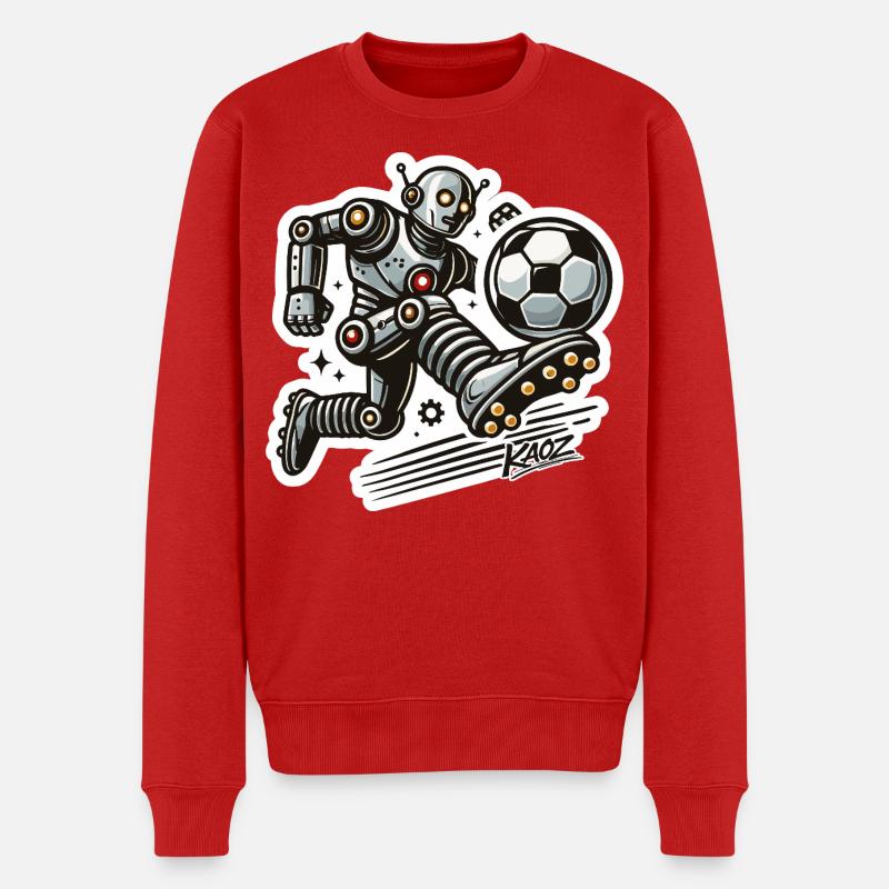 Robo Striker Fußball-Roboter - Männer Premium Bio Pullover - Rot