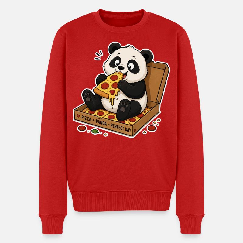 Kawaii Panda Pizza Parade - Pull Premium bio Homme - rouge