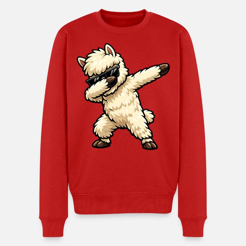Dabbing Alpaka - Männer Premium Bio Pullover - Rot