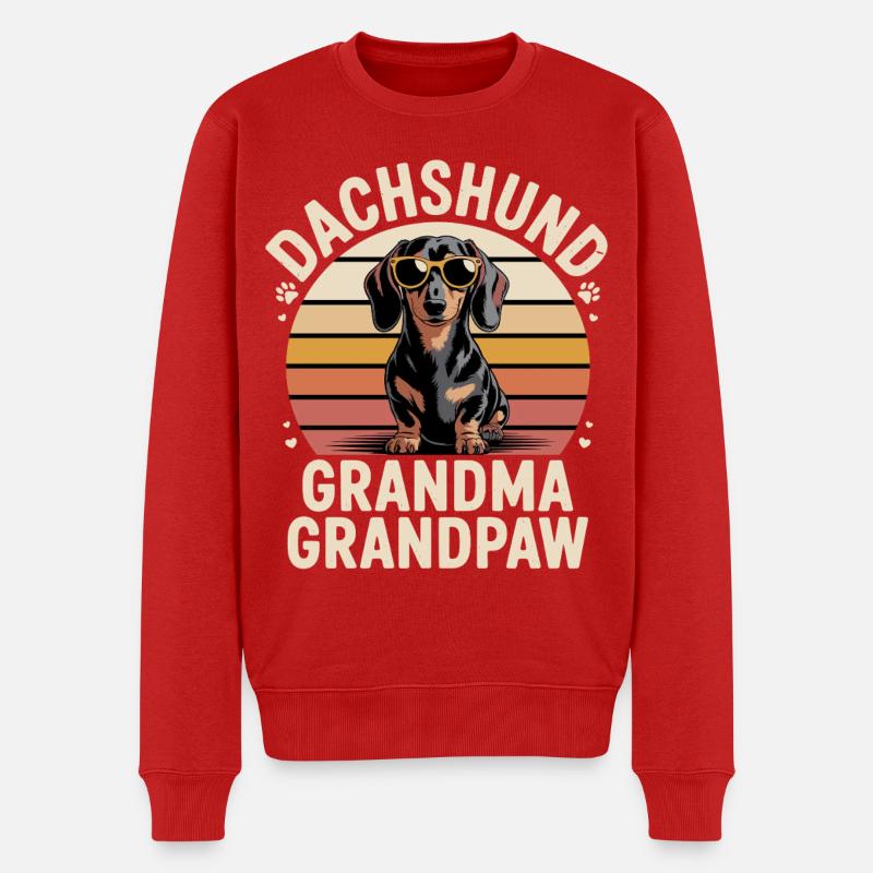 Dackel Oma Opa - Männer Premium Bio Pullover - Rot