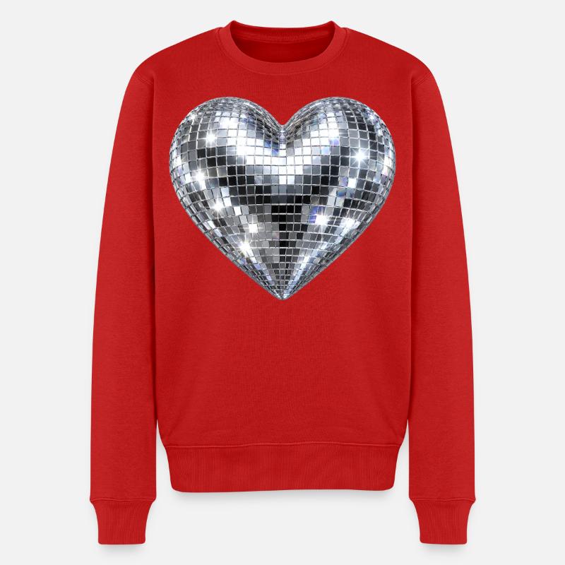 Paillettes disco de cœur - Pull Premium bio Homme - rouge