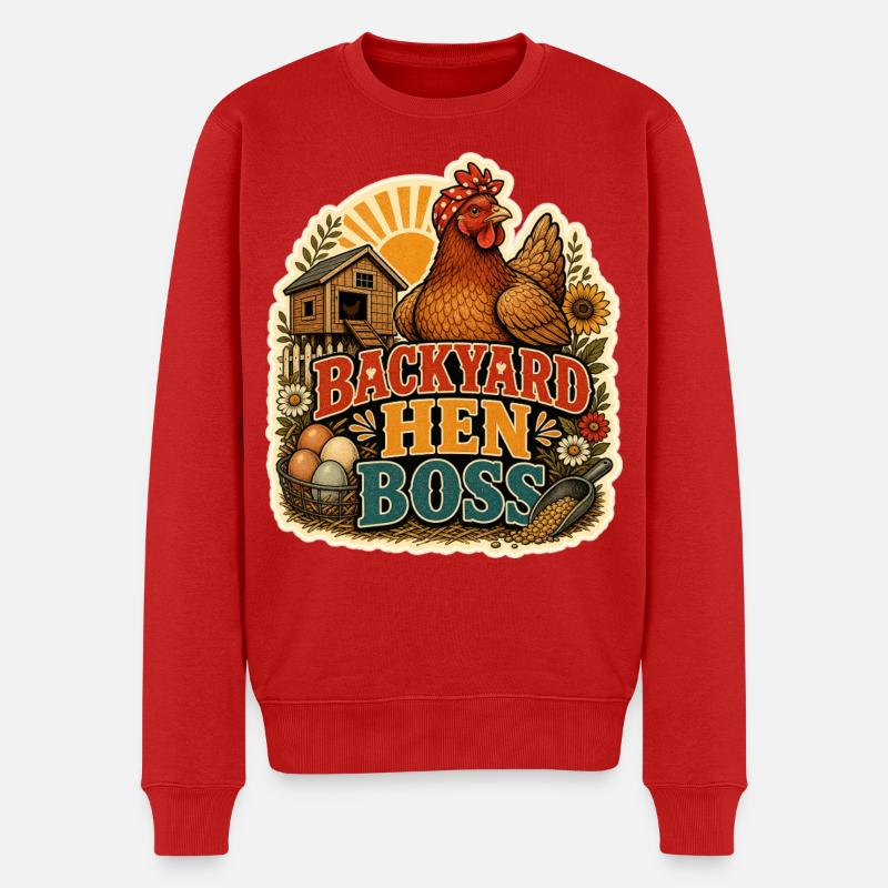 BACKYARD HEN - Männer Premium Bio Pullover - Rot
