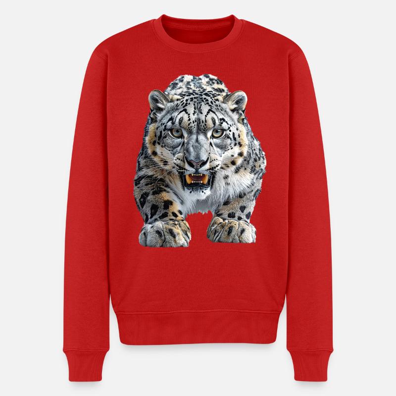Schneeleopard - Männer Premium Bio Pullover - Rot