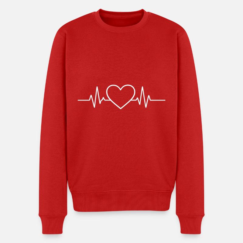 ECG cardiaque - Pull Premium bio Homme - rouge