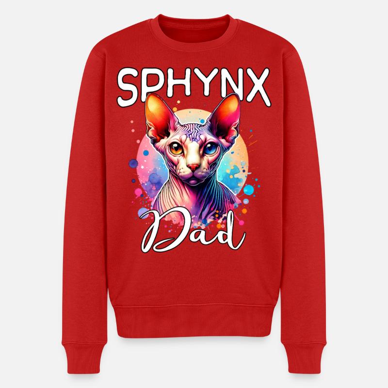 Sphynxkatze Papa - Männer Premium Bio Pullover - Rot