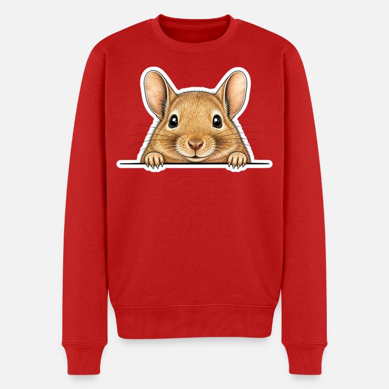 Peeking Degu - Männer Premium Bio Pullover - Rot