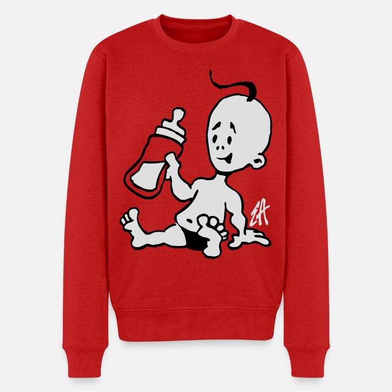 Baby mit einer Milchflasche - Männer Premium Bio Pullover - Rot