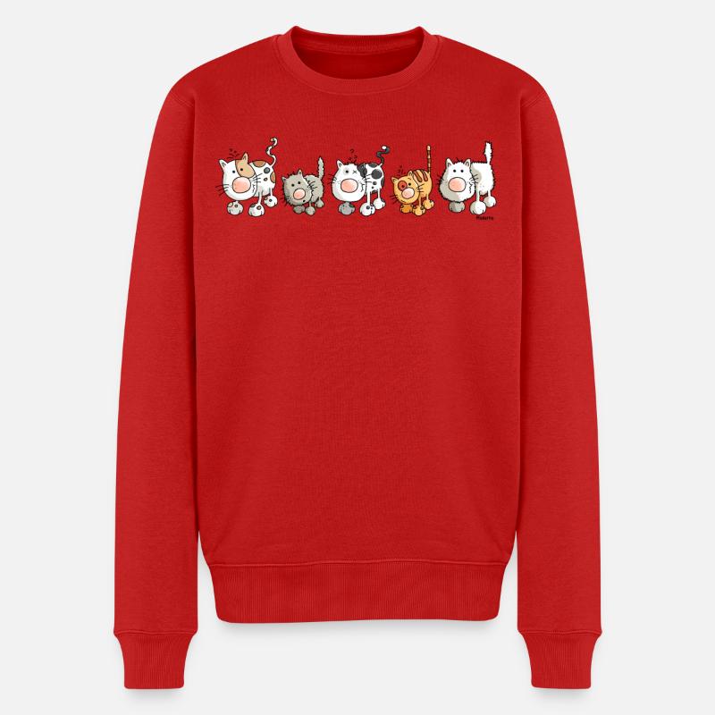 Funny Cats - Katzen - Männer Premium Bio Pullover - Rot