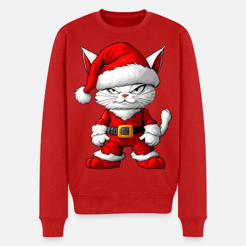 Weihnachten Katze - Männer Premium Bio Pullover - Rot