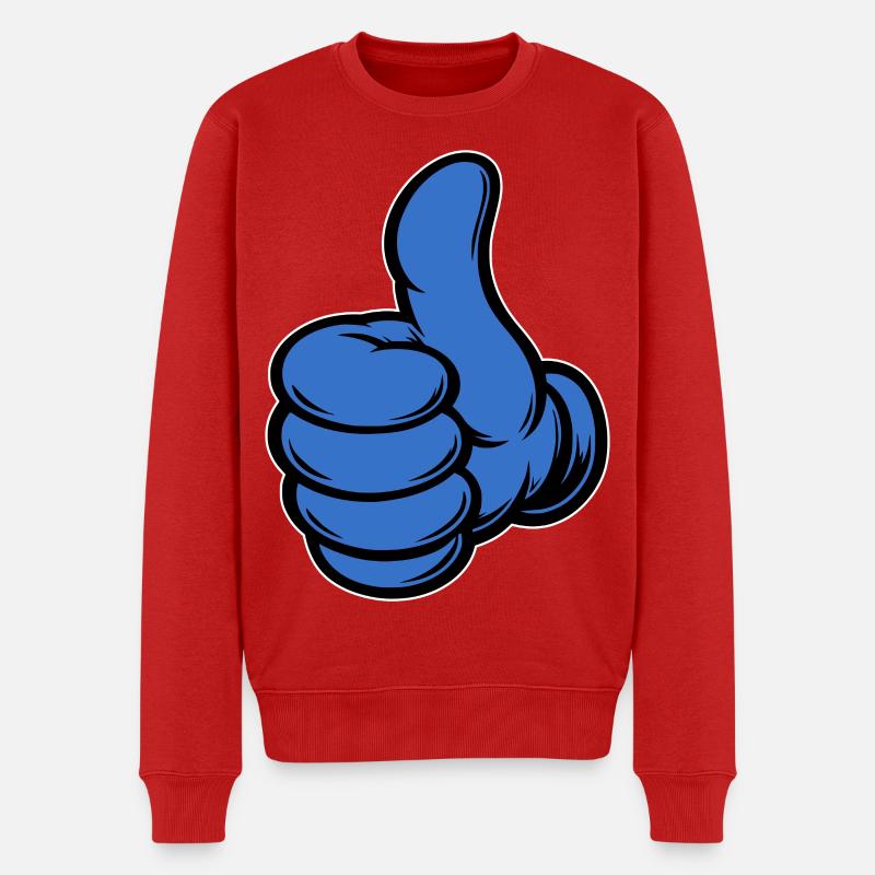 OK Comic Daumenhoch Handsymbol blau - Männer Premium Bio Pullover - Rot