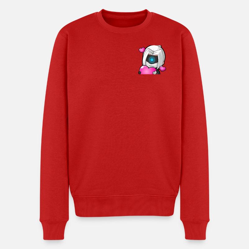 Cyber Ninja Herzliebe - Männer Premium Bio Pullover - Rot