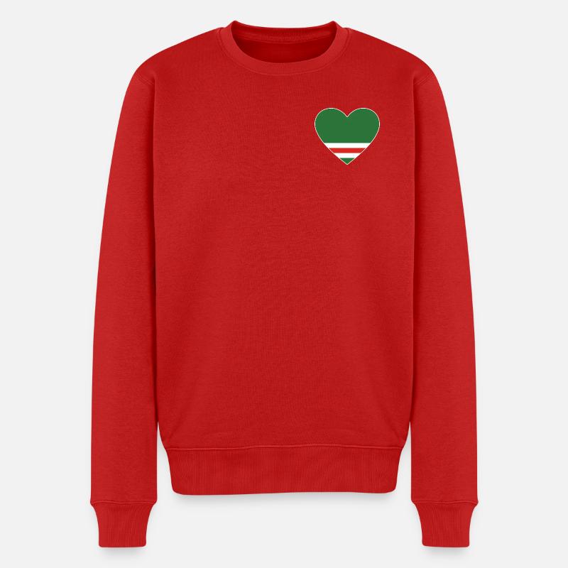 Tschetschenien Flagge Herz - Männer Premium Bio Pullover - Rot