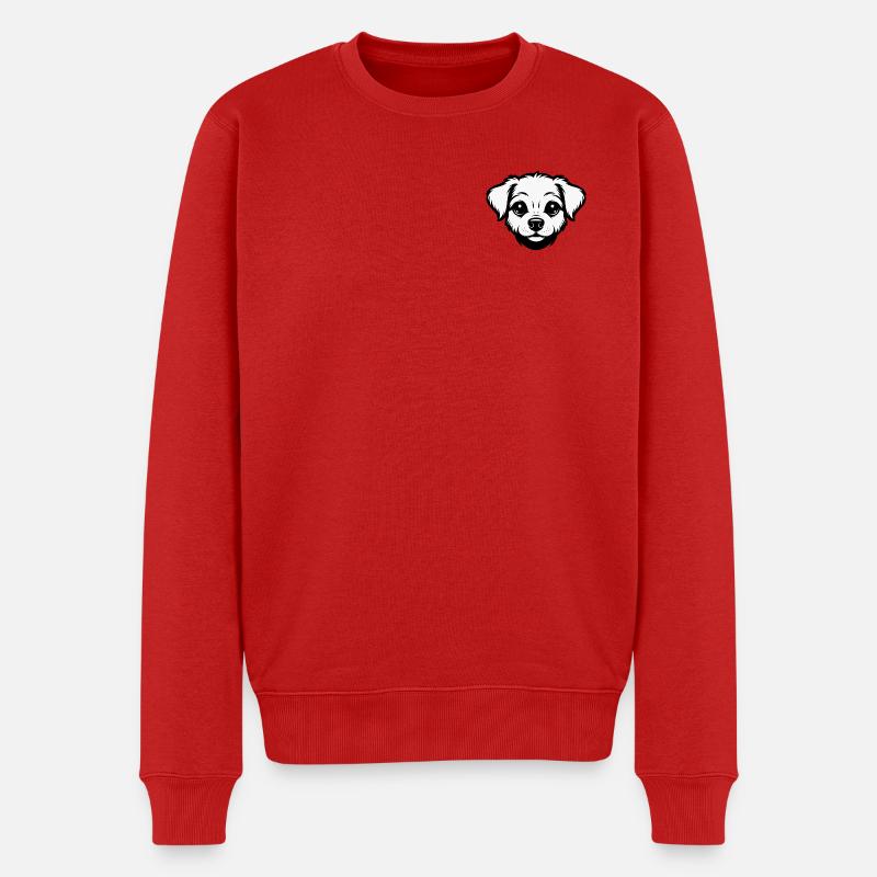 Süßes Welpen Design - Männer Premium Bio Pullover - Rot