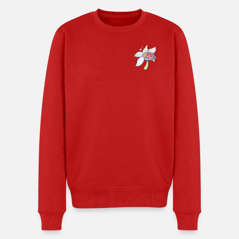 Douce Lucky Charm Ladybug sur fleur - Pull Premium bio Homme - rouge