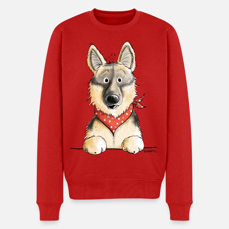 Lustiger Deutscher Schäferhund I Comic Geschenk - Männer Premium Bio Pullover - Rot