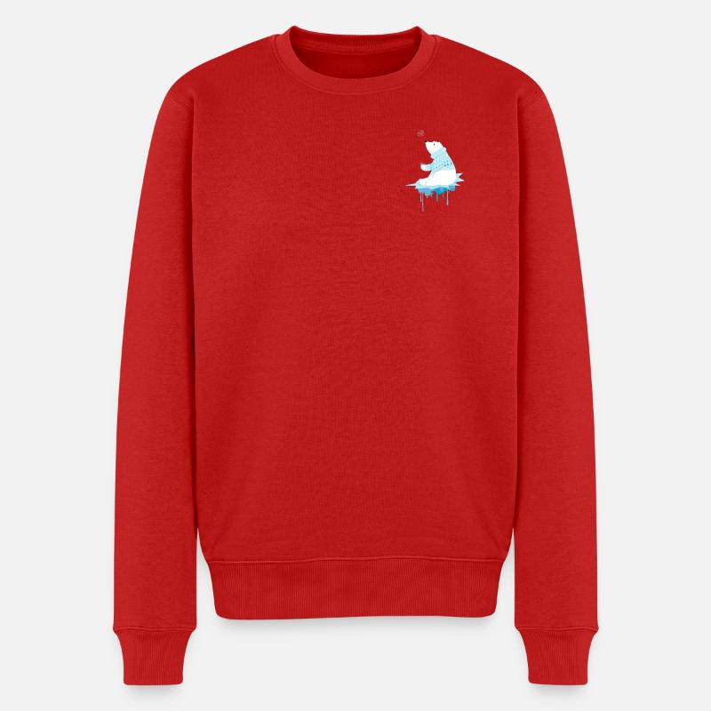Eisbär mit Schneeflocken - Männer Premium Bio Pullover - Rot