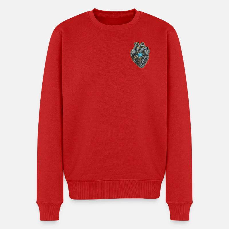 Mechanisches Herz mit Zahnrädern - Männer Premium Bio Pullover - Rot