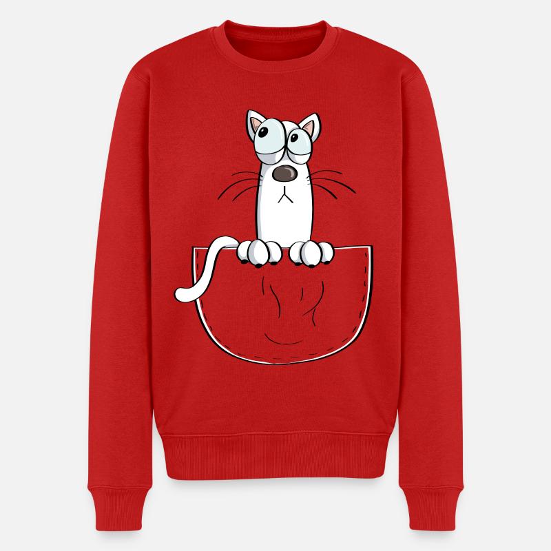 Katze In der Tasche - Katzen - Comic - Männer Premium Bio Pullover - Rot
