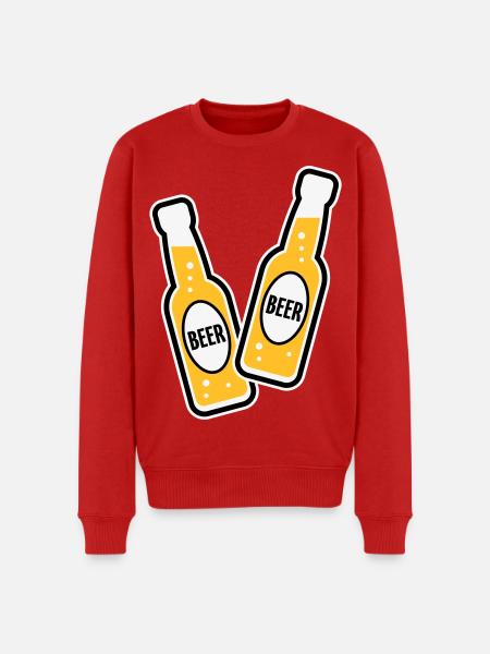 2 Bierflaschen (Bier / POS 3C) - Männer Premium Bio Pullover - Rot