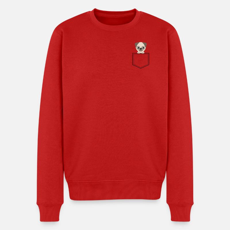 Kulleraugen Pug Cartoon - Männer Premium Bio Pullover - Rot