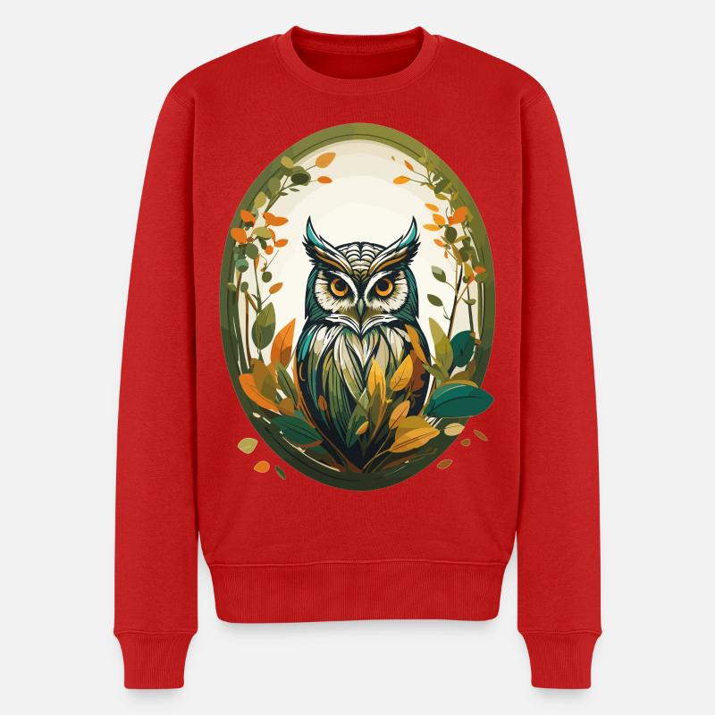 Eule - Männer Premium Bio Pullover - Rot