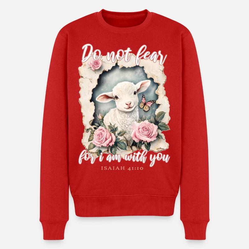 Lamm mit Bibelvers - Männer Premium Bio Pullover - Rot