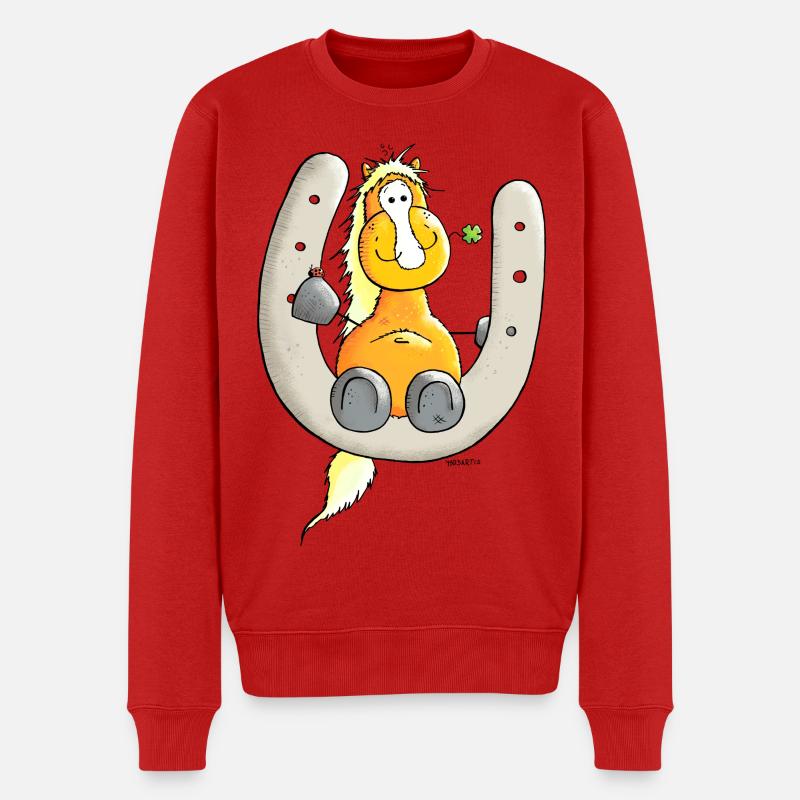 Glückspferd - Pferd - Glück - Männer Premium Bio Pullover - Rot