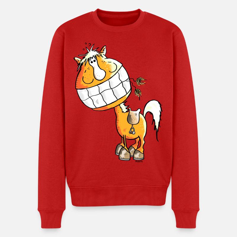 Strahlendes Pferd - Pferde - Männer Premium Bio Pullover - Rot