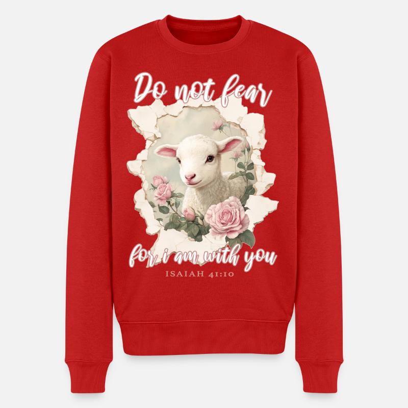 Lamm Christlich Bibelvers - Männer Premium Bio Pullover - Rot