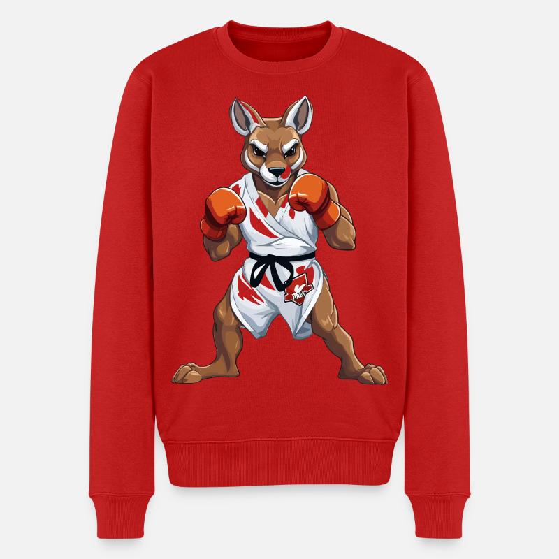 Känguru Karate Kämpfer - Männer Premium Bio Pullover - Rot