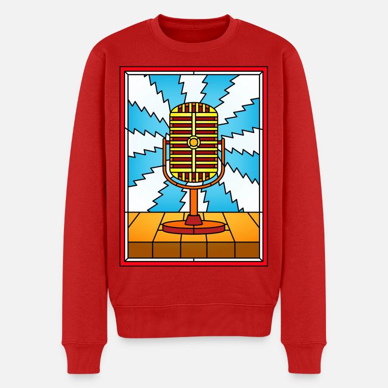 Vitrail Rétro Microphone - Pull Premium bio Homme - rouge