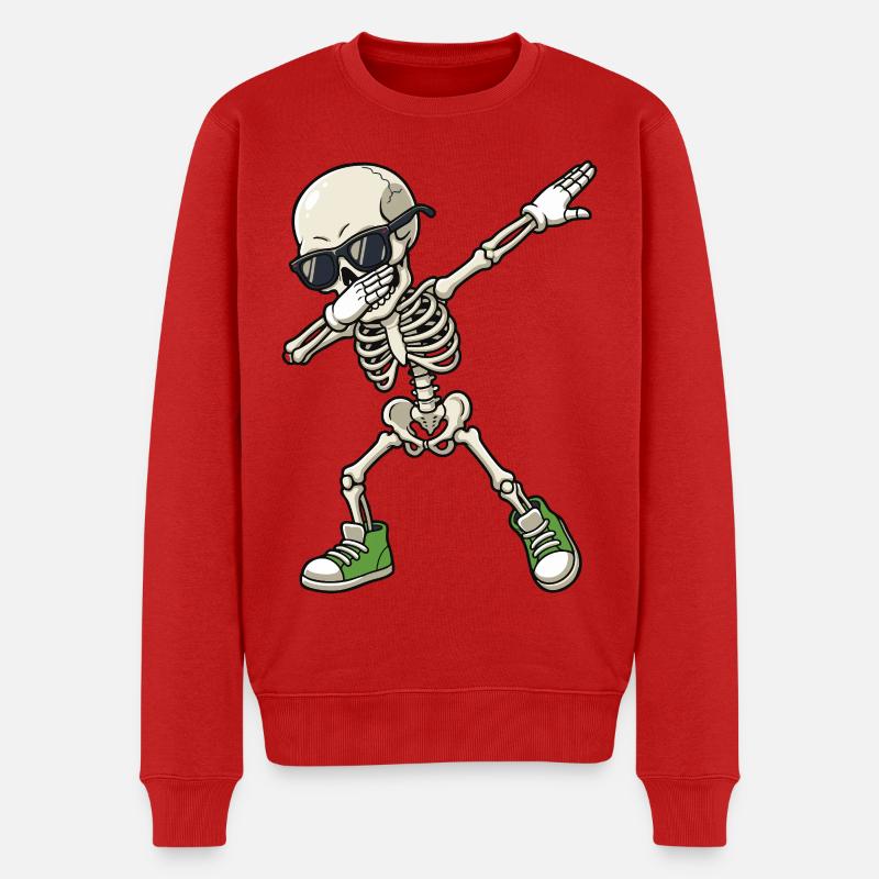 Dab Skelett Cartoon - Männer Premium Bio Pullover - Rot