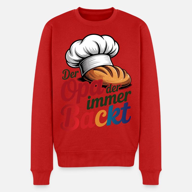 Der Opa der immer backt - Männer Premium Bio Pullover - Rot