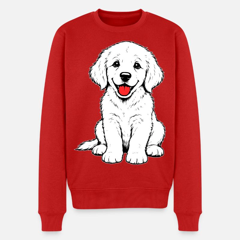 Golden_Retriever_Welpen_sitzend_weiss - Pull Premium bio Homme - rouge