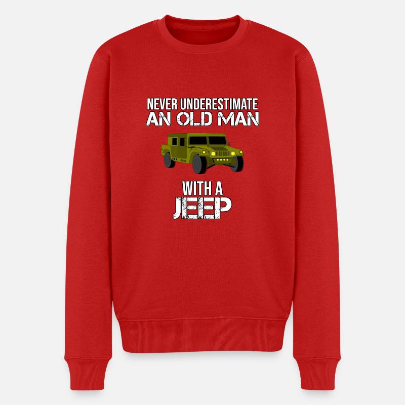 Old Man Jeep Abenteuer - Männer Premium Bio Pullover - Rot
