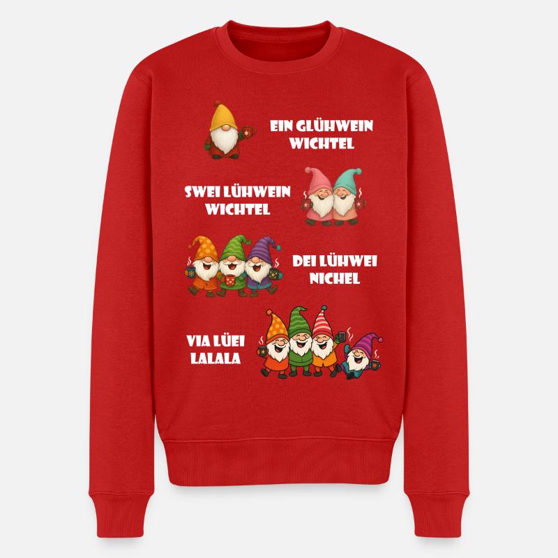 Lustiges Wichtel Glühwein Weihnachtsgeschenk - Männer Premium Bio Pullover - Rot