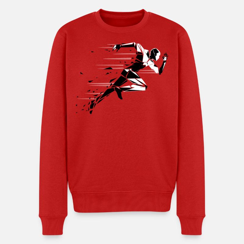 rennender Mann schwarz und weiß - Männer Premium Bio Pullover - Rot