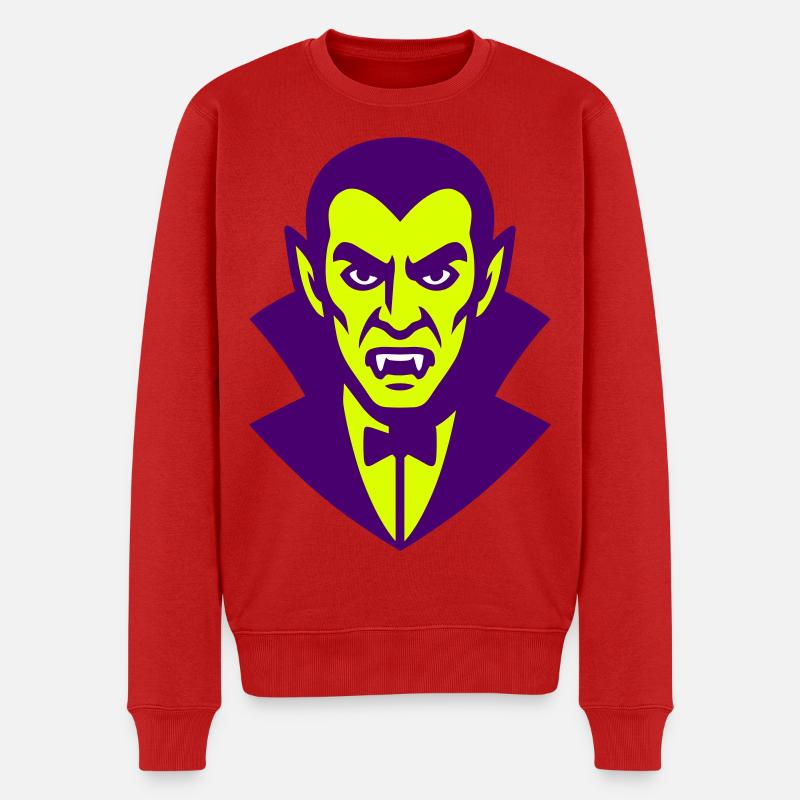 Dracula Illustration - Männer Premium Bio Pullover - Rot