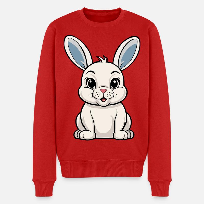 Weißes Kaninchen - Männer Premium Bio Pullover - Rot