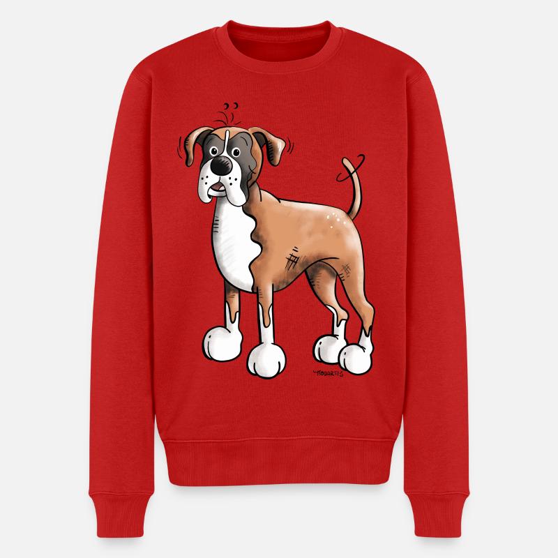 Lustiger Deutscher Boxer - Männer Premium Bio Pullover - Rot